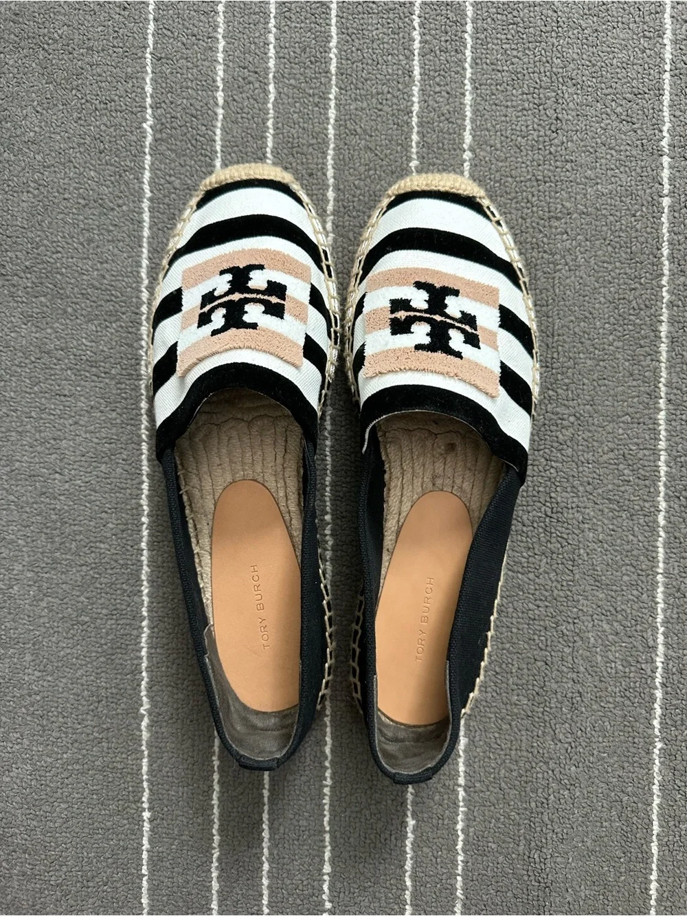 Tory Burch Double T Espadrille Canvas Flats
